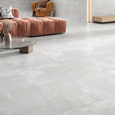 Lepanto Matt White Onyx Marble Effect Tiles - 600 x 600mm