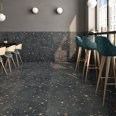 Liliana Black Terrazzo Effect Tiles 600 x 600mm