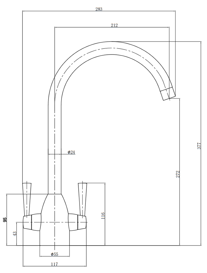 Lincoln Dual Lever Kitchen Sink Mixer - Brushed Steel