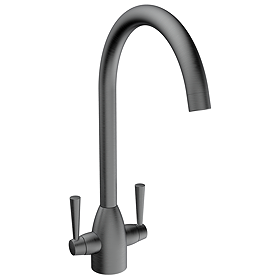 Lincoln Dual Lever Kitchen Sink Mixer - Gunmetal Grey 