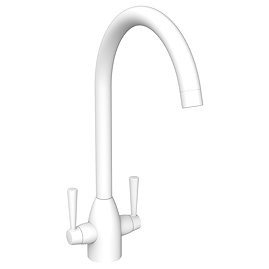 Lincoln Dual Lever Kitchen Sink Mixer - White