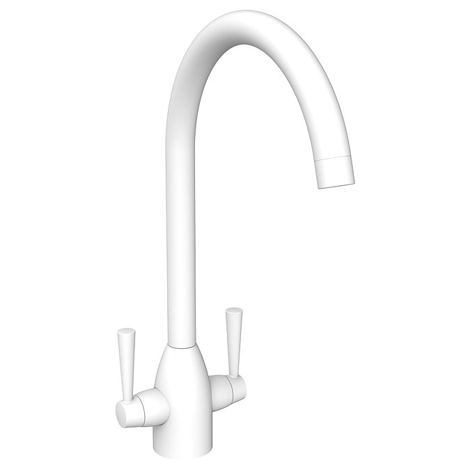 Lincoln Dual Lever Kitchen Sink Mixer - White