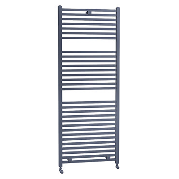 Lindley Straight Heated Towel Rail - W500 x H1420mm - Anthracite  Profile Large Image