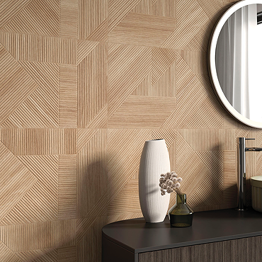 Linearis Honey Oak Geometric Wood Effect Wall Tiles - 360 x 800mm