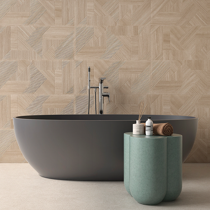 Linearis Natural Oak Geometric Wood Effect Wall Tiles - 360 x 800mm