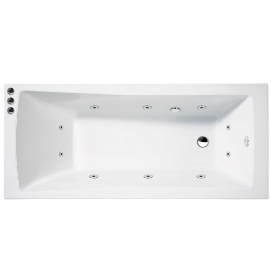 Linton 1700 x 700 10 Jet Whirlpool Square Single Ended Acrylic Bath Large Image