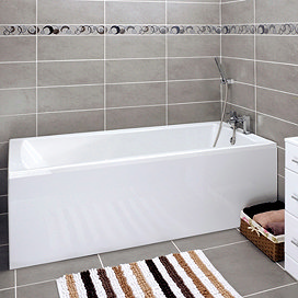 Linton Square 1700 x 700 Single Ended Acrylic Bath with Waste and Front Panel Large Image