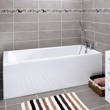 Linton Square 1700 x 700 Single Ended Acrylic Bath with Waste and Front Panel Profile Large Image