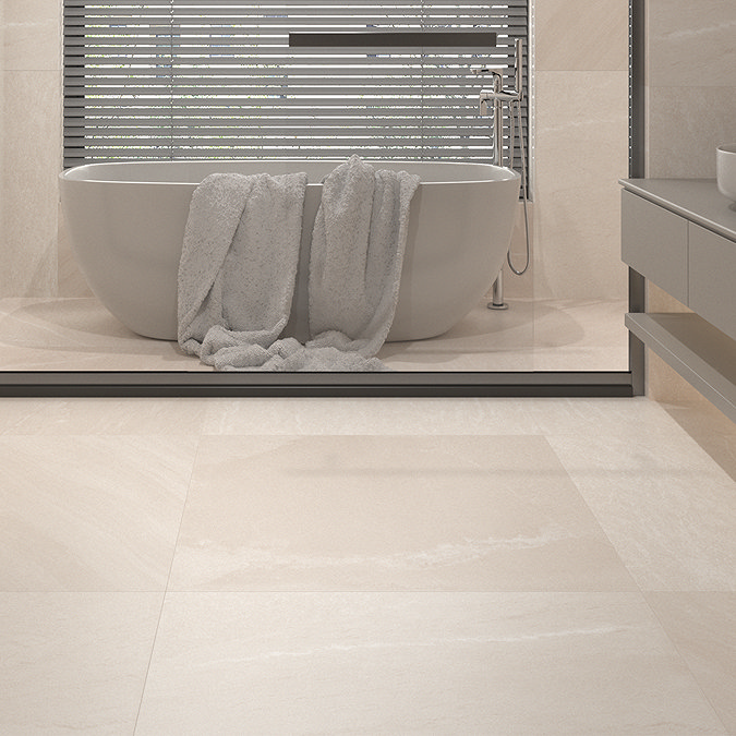 Lita Anti-slip Ivory Stone Effect Wall and Floor Tiles - 900 x 900mm