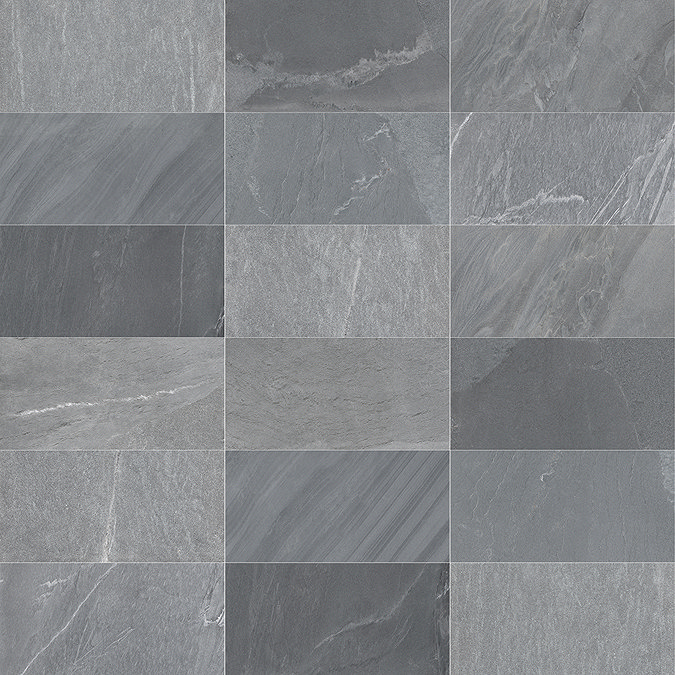 Lita Dark Grey Stone Effect Wall and Floor Tiles - 450 x 900mm