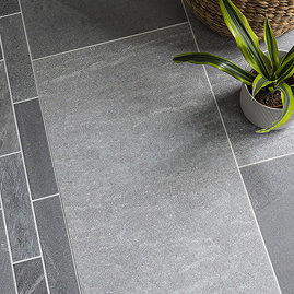 Lita Dark Grey Stone Effect Wall and Floor Tiles - 450 x 900mm
