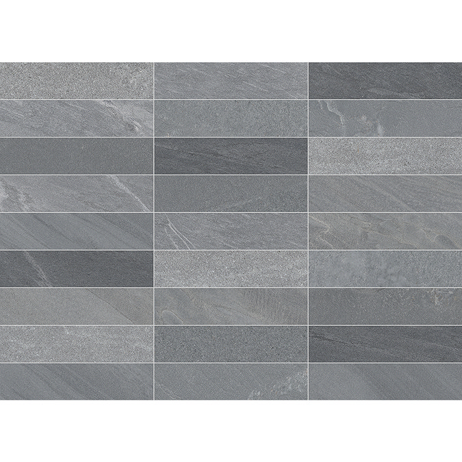 Lita Dark Grey Stone Effect Wall and Floor Tiles - 70 x 280mm