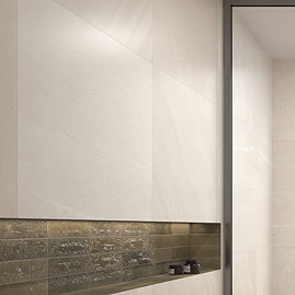 Lita Large Format Ivory Stone Effect Wall and Floor Tiles - 900 x 900mm
