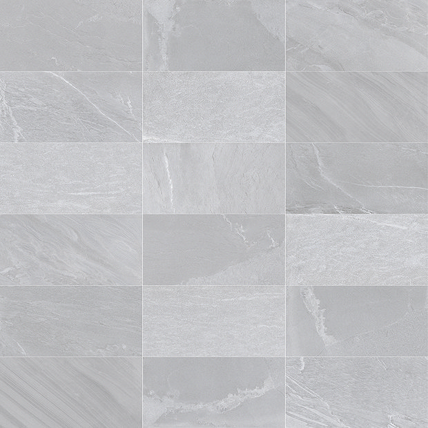 Lita Light Grey Stone Effect Wall and Floor Tiles 450 x 900mm