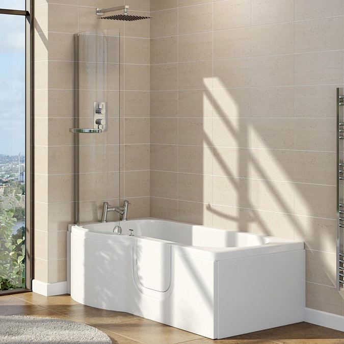 Milton Walk In 1675mm P Shaped Bath Inc. Screen + Front Panel Large Image