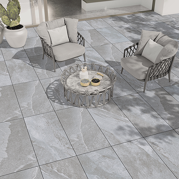 Lopata Outdoor Light Grey Floor Tiles - 400 x 800mm