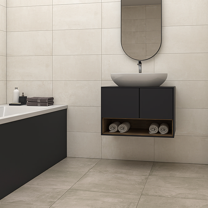 Lorita Beige Concrete Effect Tiles - 300 x 600mm
