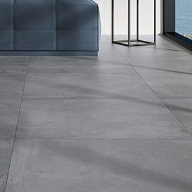 Lorita Dark Grey Concrete Effect Tiles - 600 x 600mm