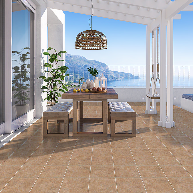 Lothian Beige Stone Effect Anti-slip Floor Tiles - 333 x 333mm