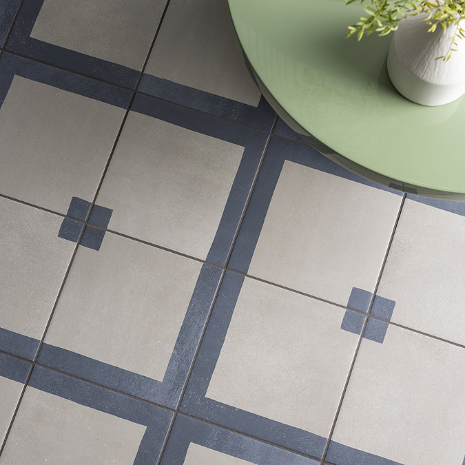 Lucan Concrete Effect Blue Wall and Floor Tiles - 225 x 225mm