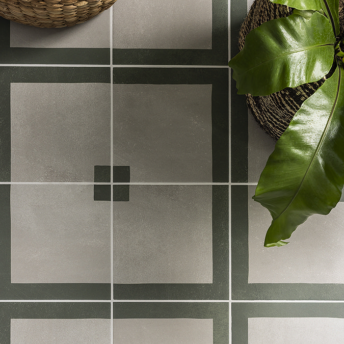 Lucan Concrete Effect Green Wall and Floor Tiles - 225 x 225mm