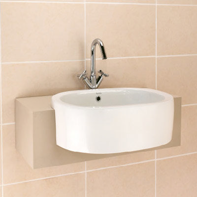 Lucca 600 Semi Recessed Ceramic Basin - 231100 Large Image