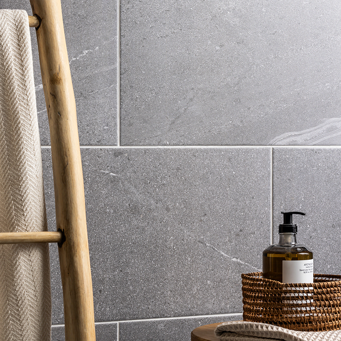 Lucille Dark Grey Stone Effect Wall and Floor Tiles - 304 x 608mm