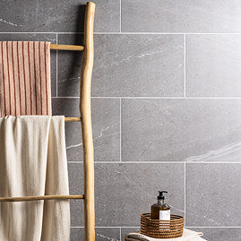 Lucille Dark Grey Stone Effect Wall and Floor Tiles - 304 x 608mm