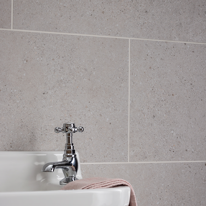 Lumina Light Grey Terrazzo Effect Rectified Wall & Floor Tiles - 300 x 600mm