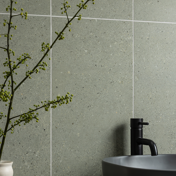 Lumina Olive Terrazzo Effect Rectified Wall & Floor Tiles - 300 x 600mm