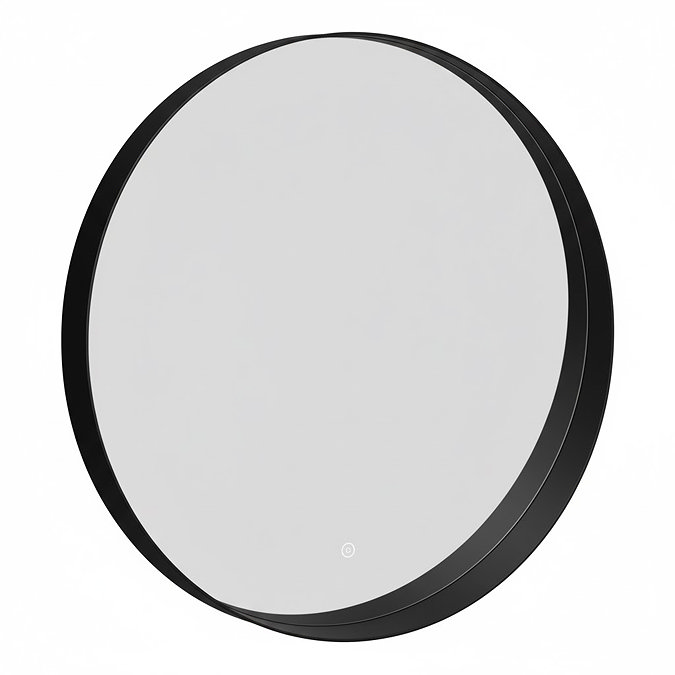 Luna 800mm Round LED Mirror - Matt Black, Backlit with Demister & Touch Control