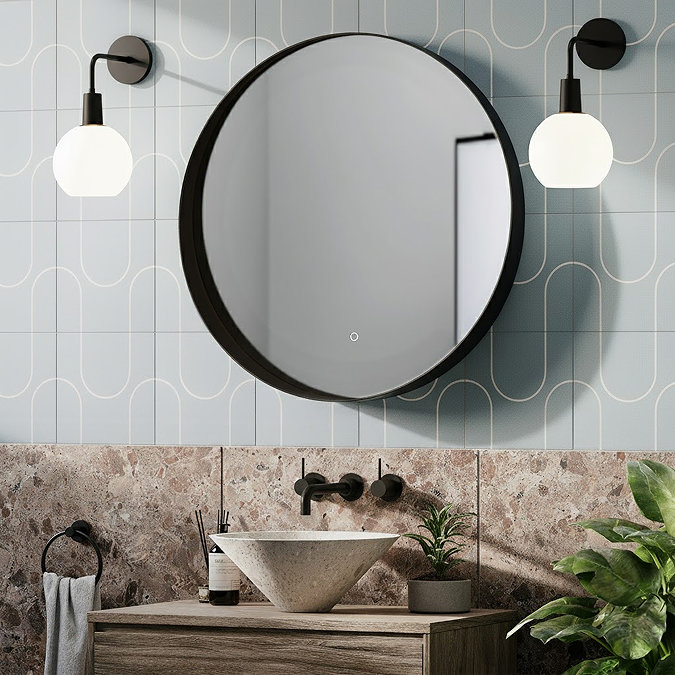 Luna 800mm Round LED Mirror - Matt Black, Backlit with Demister & Touch Control