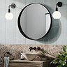 Luna 800mm Round LED Mirror - Matt Black, Backlit with Demister & Touch Control