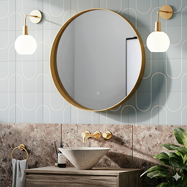 Luna 800mm Round LED Mirror - Brushed Brass, Backlit with Demister & Touch Control