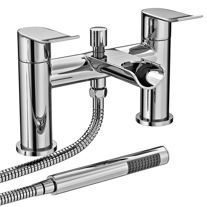 Luna Waterfall Bath Shower Mixer with Shower Kit - Chrome Large Image