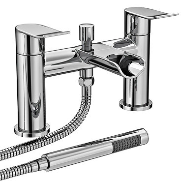 Luna Waterfall Bath Shower Mixer with Shower Kit - Chrome Profile Large Image