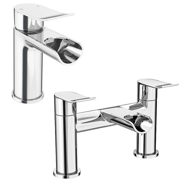 Luna Waterfall Tap Package (Bath + Basin Tap) Victorian Plumbing UK