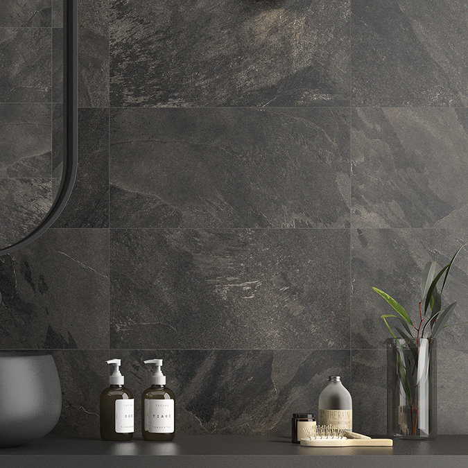 Lunara Indoor Graphite Stone Effect Wall & Floor Tiles - 300 x 600mm