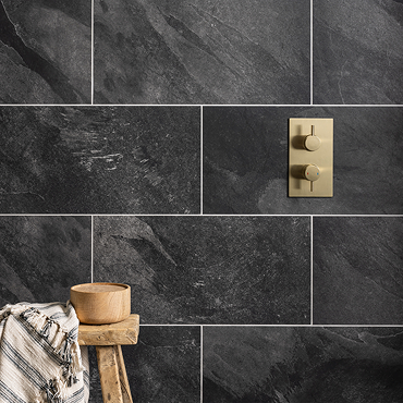 Lunara Indoor Graphite Stone Effect Wall & Floor Tiles - 300 x 600mm