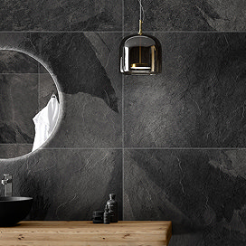 Lunara Graphite Stone Effect Tiles - 600 x 600mm
