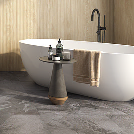 Lunara Grey Stone Effect Tiles - 600 x 600mm