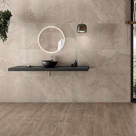 Lunara Large Format Beige Stone Effect Tiles - 600 x 1200mm
