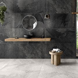 Lunara Large Format Graphite Stone Effect Tiles - 600 x 1200mm