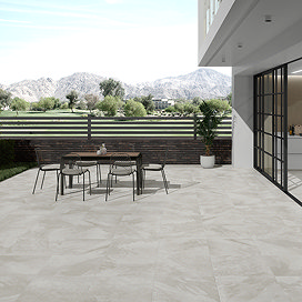 Lunara Outdoor White Stone Effect Tiles - 600 x 600mm