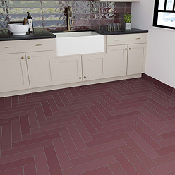 Lyndon Brick Red Chevron Effect Wall and Floor Tiles - 99 x 492mm Large Image