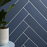 Lyndon Dark Blue Chevron Effect Wall and Floor Tiles - 99 x 492mm