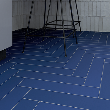 Lyndon Dark Blue Chevron Effect Wall and Floor Tiles - 99 x 492mm