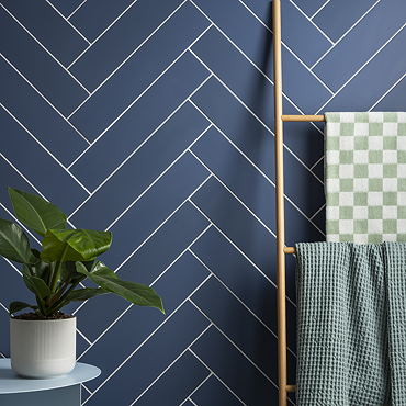 Lyndon Dark Blue Chevron Effect Wall and Floor Tiles - 99 x 492mm