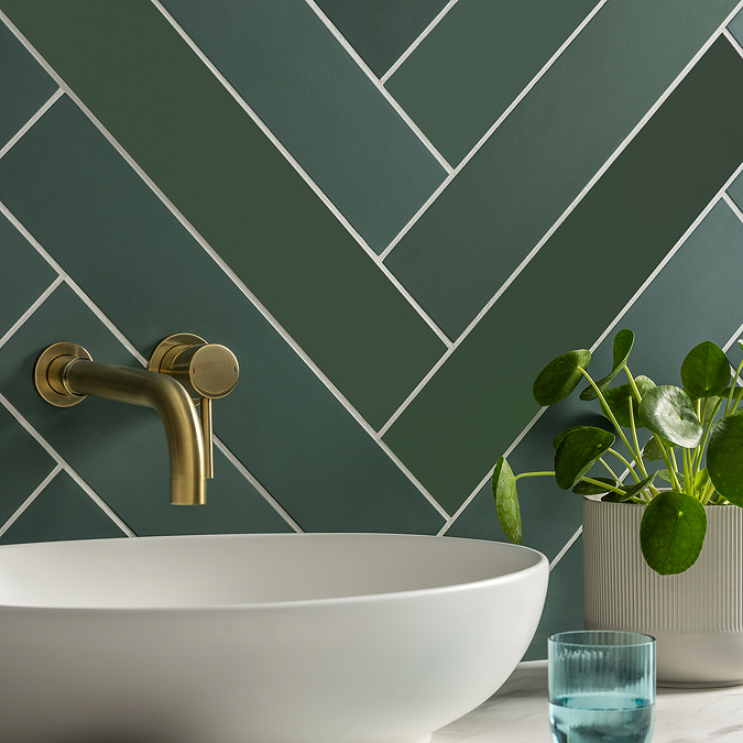 Lyndon Matt Dark Green Porcelain Wall and Floor Tiles - 99 x 492mm