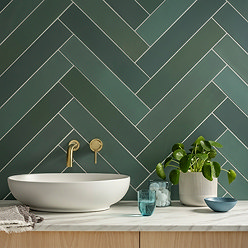 Lyndon Matt Dark Green Porcelain Wall and Floor Tiles - 99 x 492mm